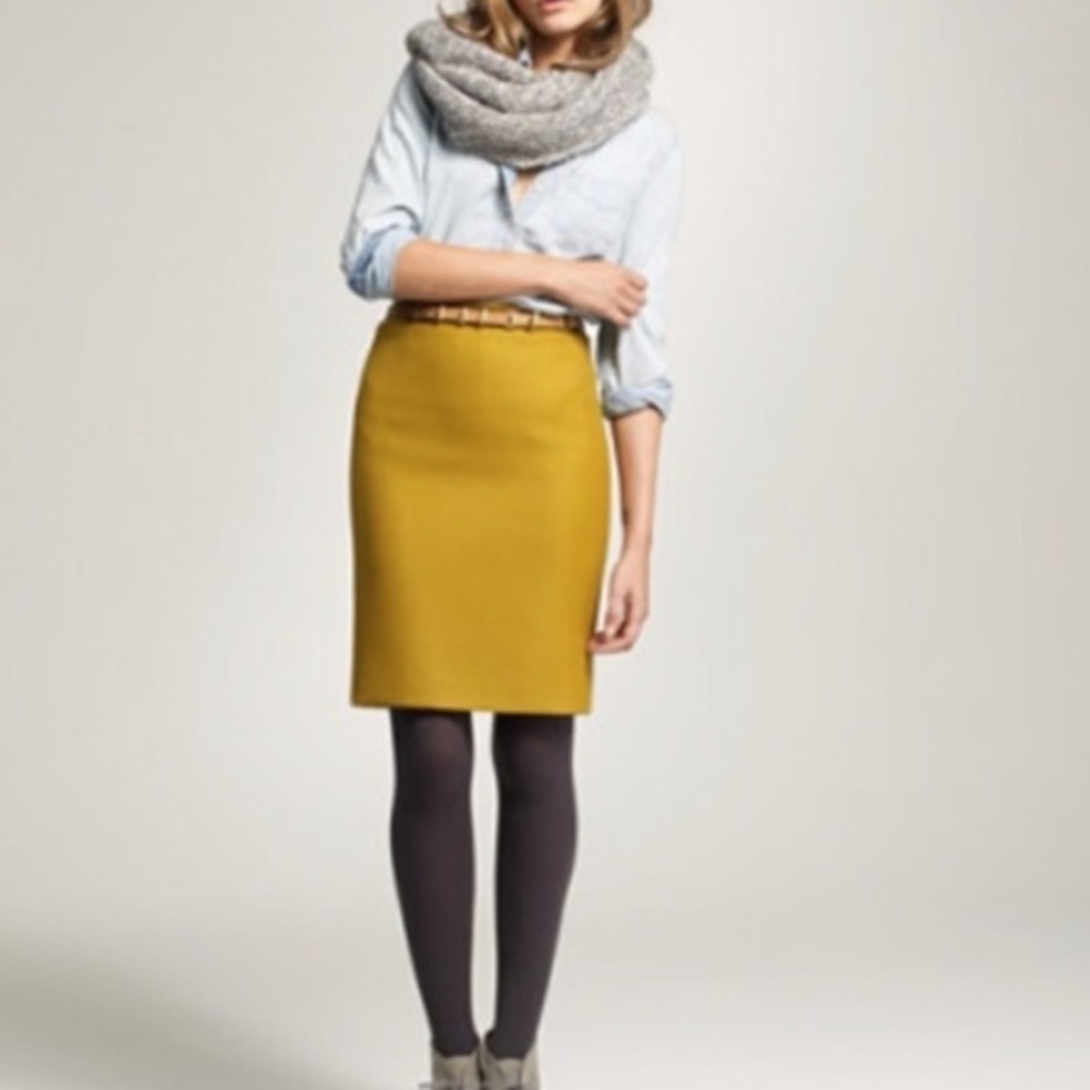 J. Crew Wool Lined No. 2 Pencil Skirt mustard